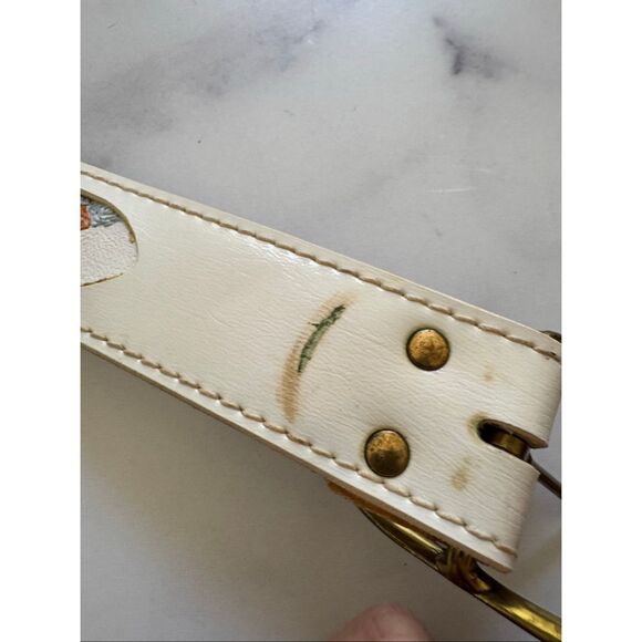 Women’s vintage cottage core belt small cream stitched - Picture 5 of 6